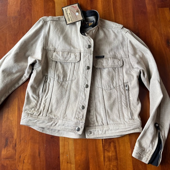 NWT Harley Davidson thick denim jacket size s beige - Picture 2 of 14